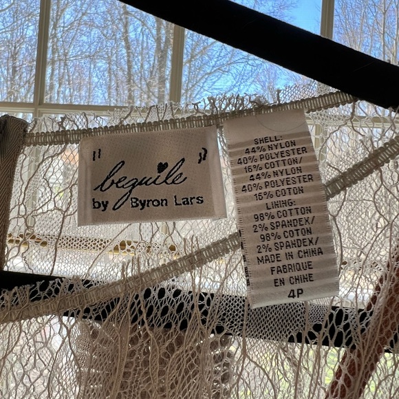 Byron Lars Carissima Sheath Dress Lace Column Size 4p in powder grey - Picture 4 of 5